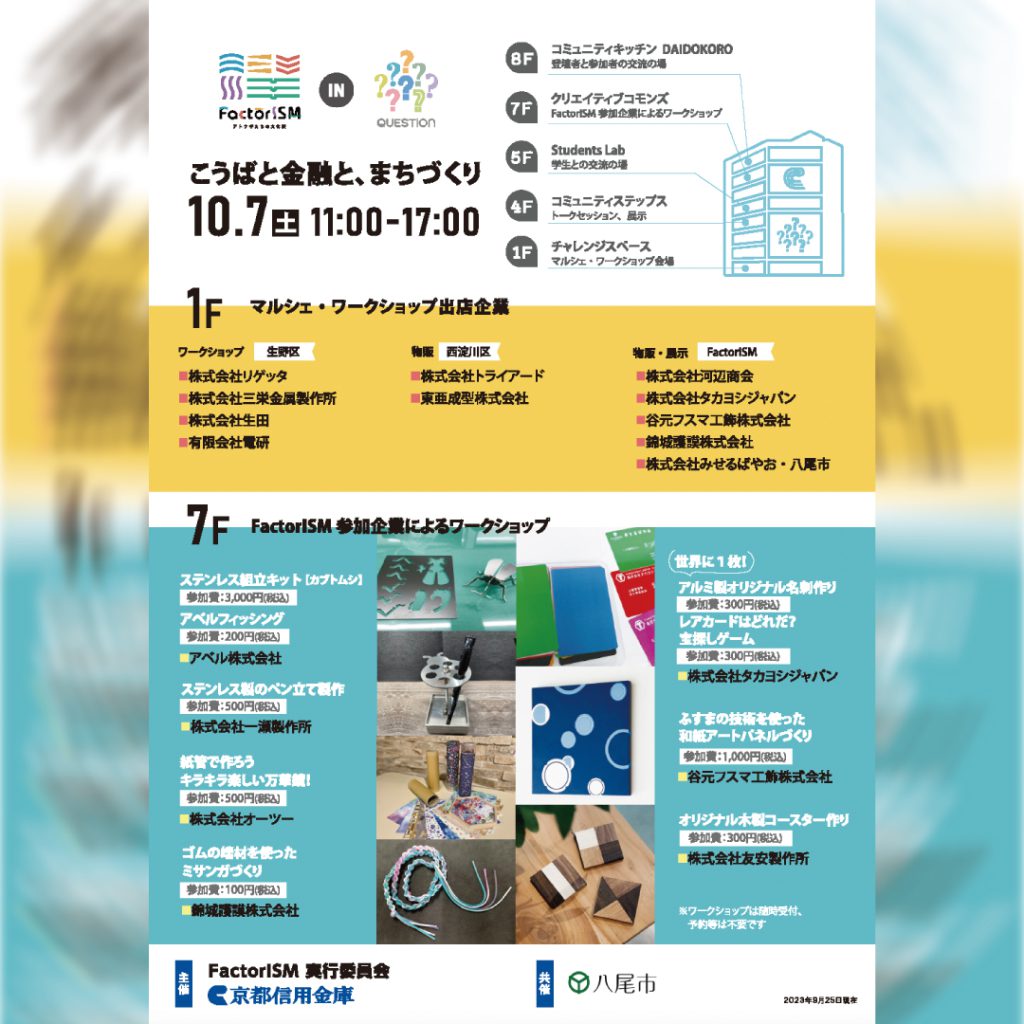 【10月7日（土）】FactorISM in QUESTION『こうばと金融と、まちづくり』開催